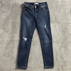 KanCan Jeans Womens Size 28 Skinny Style Stretch Distressed Blue Denim Dark Wash